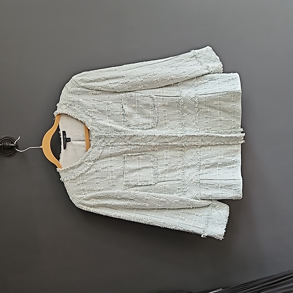 Lafayette 148 boucle Blazer in soft blue and cream. Only worn once
